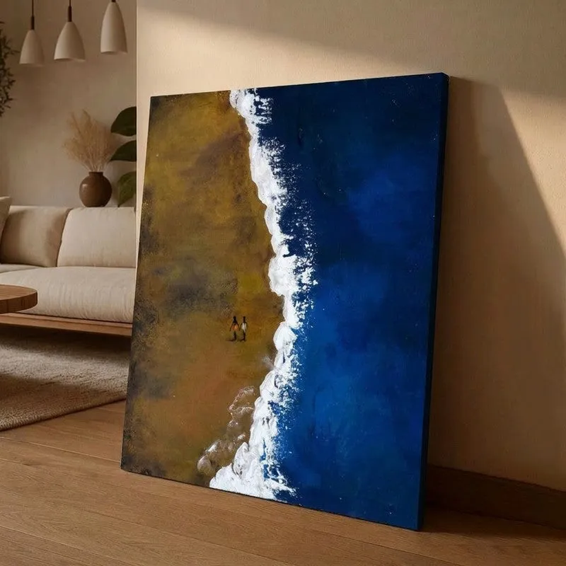 Coastal Drift Handmade Canvas Wall Painting media 1