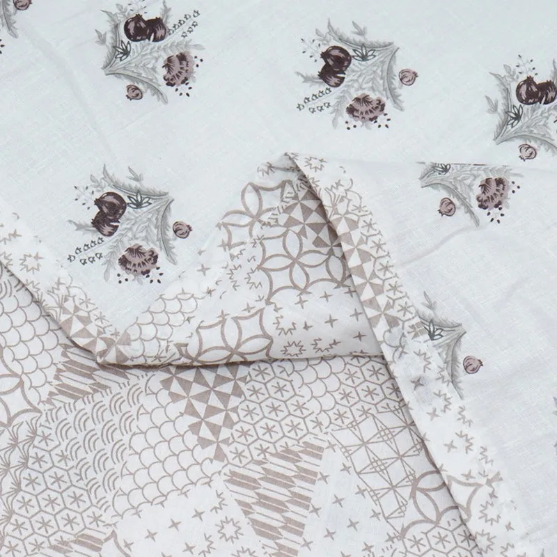 Tiny Bloom Reversible Cotton Dohar (Brown,White) - 120 GSM media 7