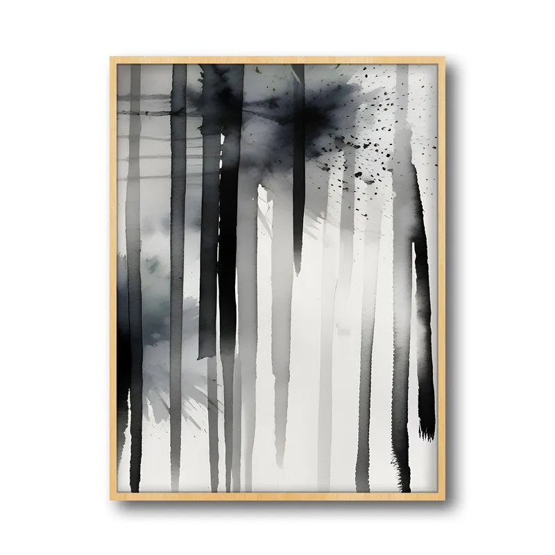Ink Trails Framed Canvas Archival Canvas Wall Painting - Natural Brown Frame media 4