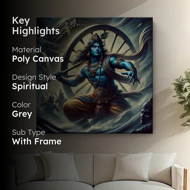 Krishna in His Battle Glory Wall Painting media 2