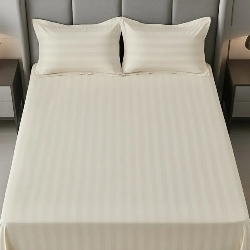 Elias Striped Cotton Bedsheet (400 TC) - Ivory media 4