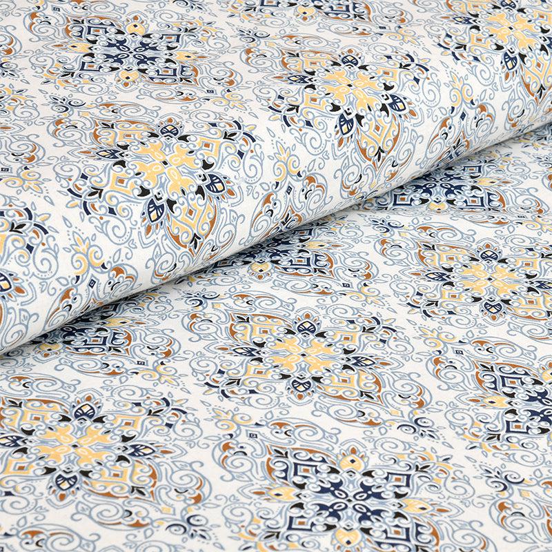 Rakta Ethnic Cotton Bedsheet (Grey) - 180 TC media 3