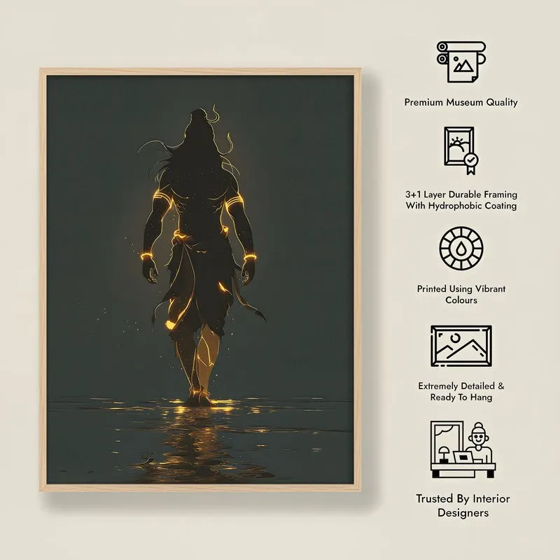 Powerful Lord Shiva Cosmic Energy Archival Paper Wall Art - Natural Brown Frame media 8
