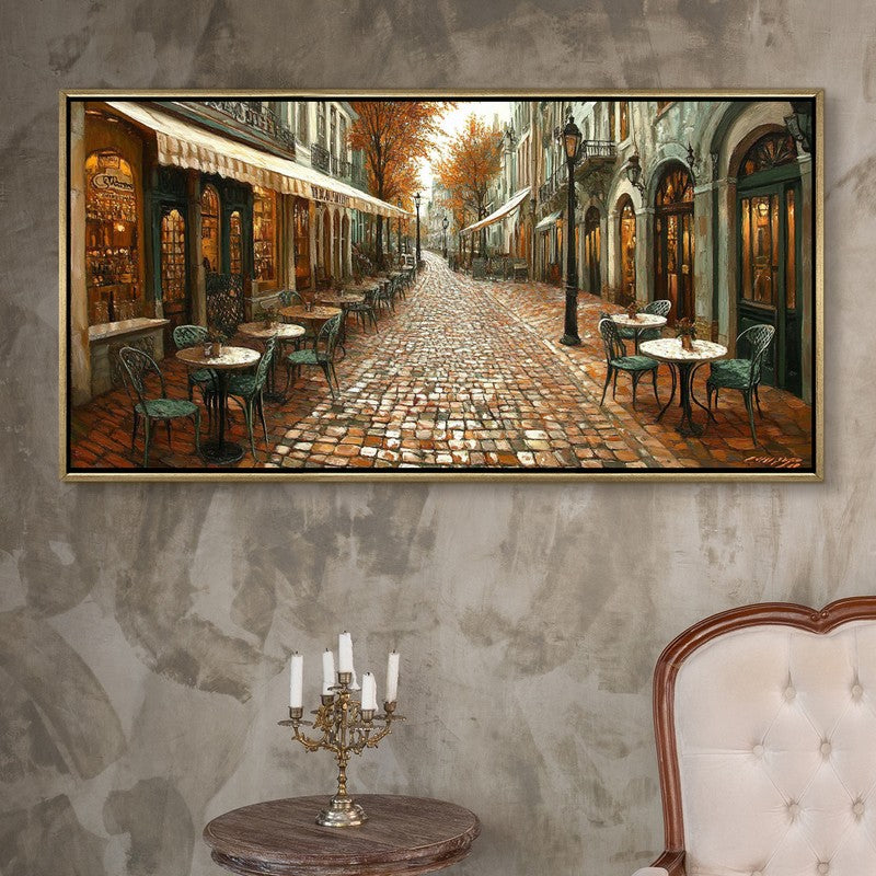 Parisian Passage Canvas Wall Painting With Frame