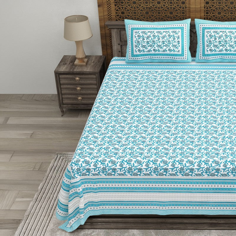 Crafto Cotton Bedsheet (Blue) - 240 TC media 3