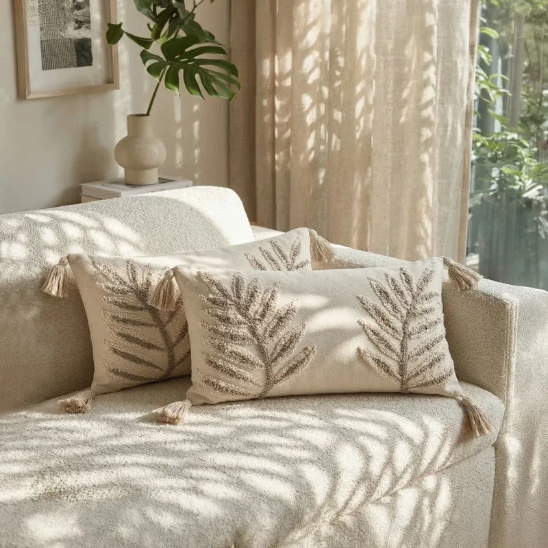 Earth Weave Embroidered Cotton Cushion Cover - Set of Two media 3