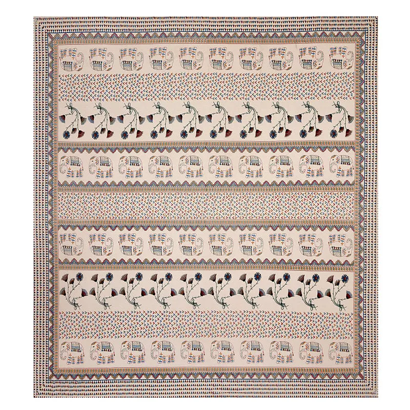 Aashvi Ethnic Cotton Bedsheet (Beige) - 180 TC media 5