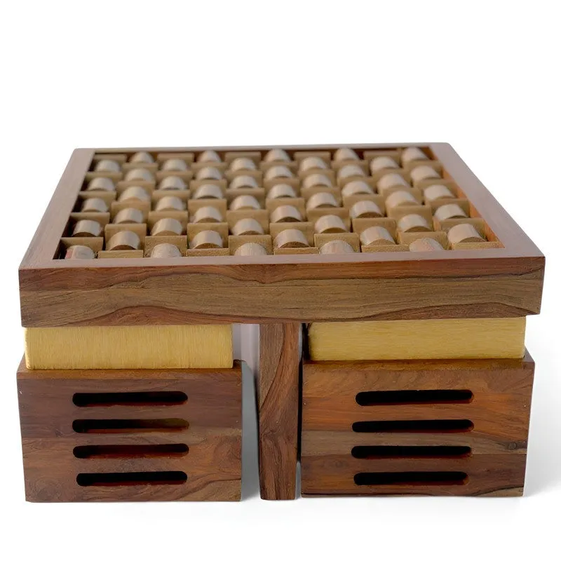 Delvex Sheesham Wooden Center Table with Stools and Cushions (Brown) - Nine Piece Set media 3