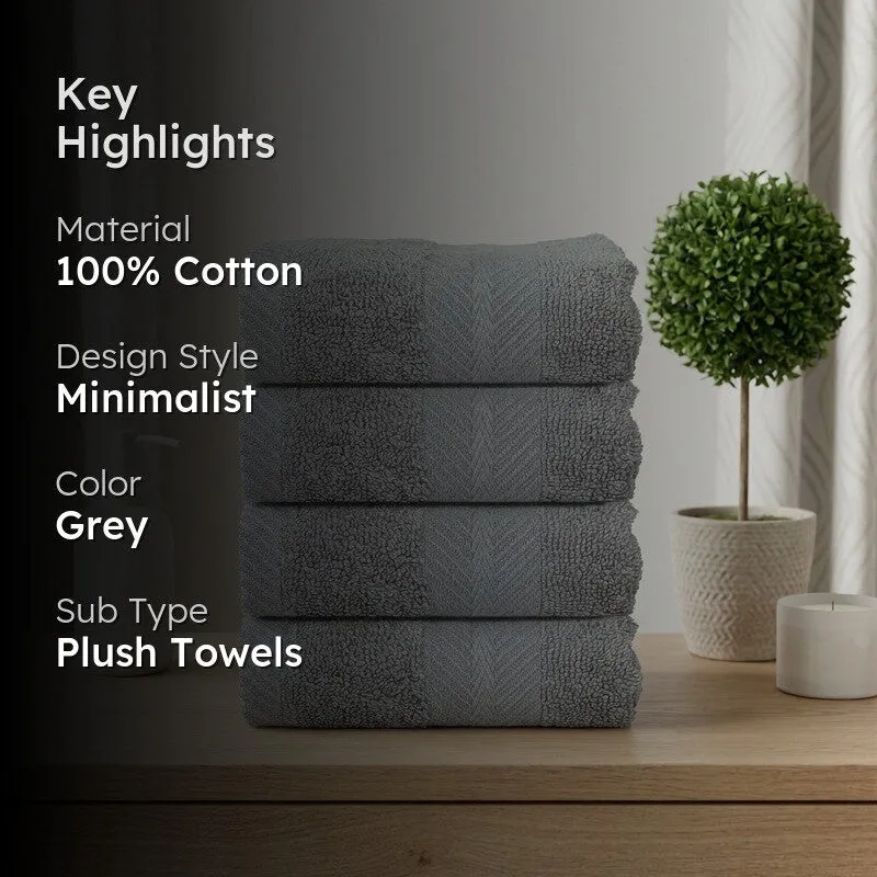 PlushAura Cotton Face Towel (Grey) - Set Of Four media 2