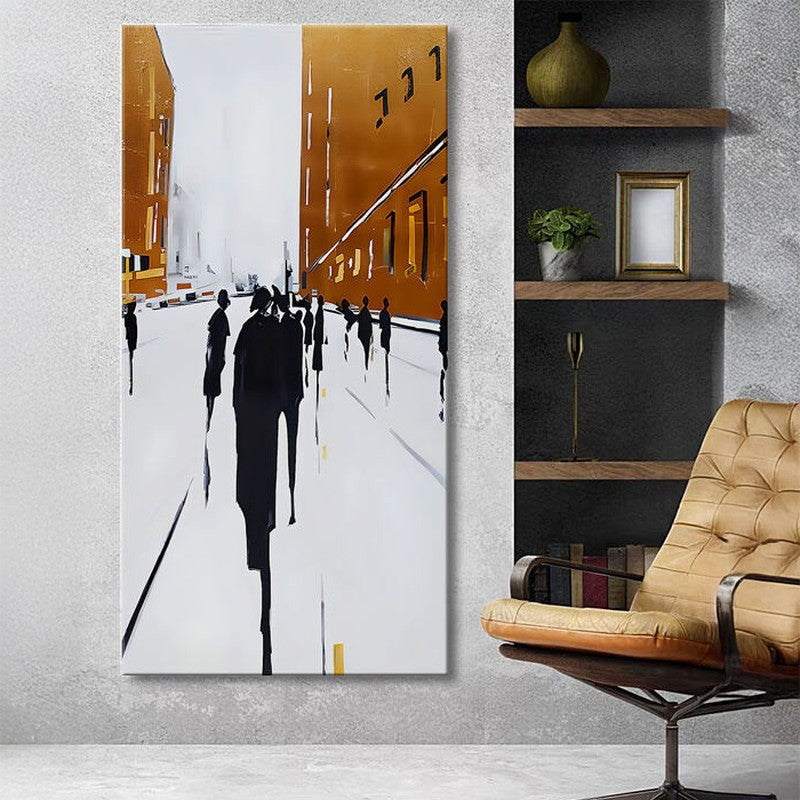 Urban Leisure Walking Poly Canvas Wall Painting