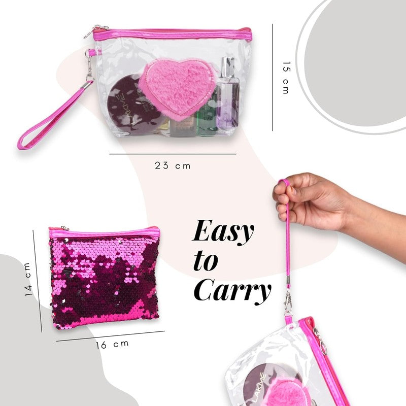 Pink Heart & Solid Cosmetic Bags - Set Of Two media 9