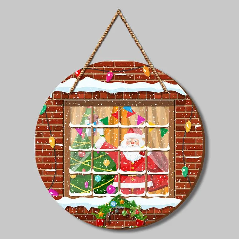 Santa's Sneak Peek Christmas Wood MDF Wall Hanging media 3