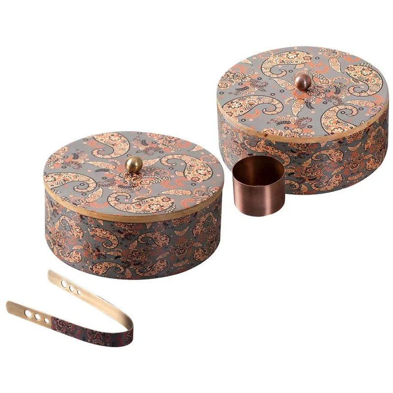 Crafta Mango Wood Round Masala Box - Three Piece Set media 3