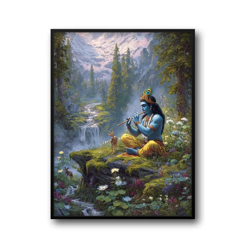 Vrindavan Bihari Lord Krishna Playing Fluit I Archival Paper Wall Art media 7