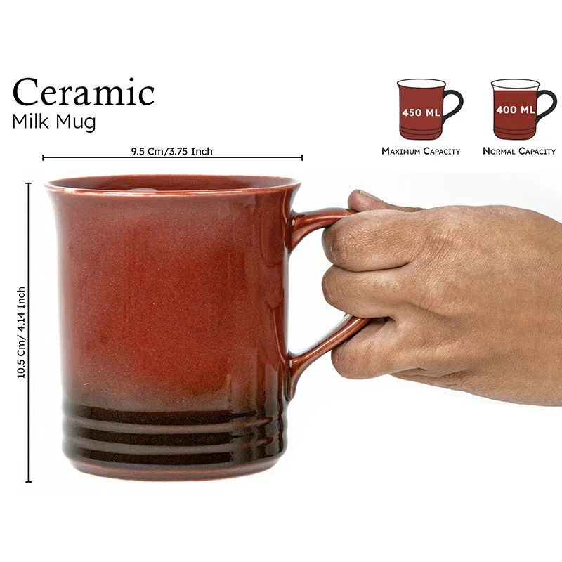 Brew Ceramic Coffee Mug (450 mL Each/Deep Red) - Set of Two media 8