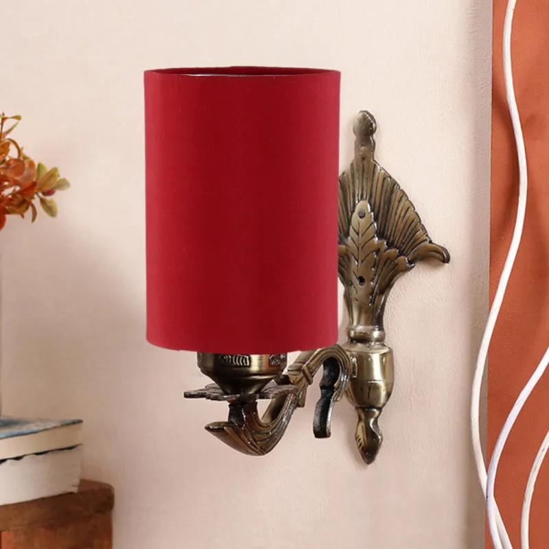 Magda Masique Cylindrical Fabric & Metal Wall Lamp - Red media 3