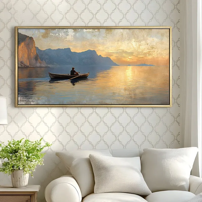 Loneboat Canvas Wall Painting With Frame media 4