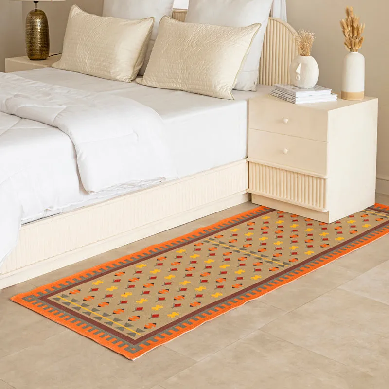 Orvane Cotton Runner Rug - Orange, Beige media 4