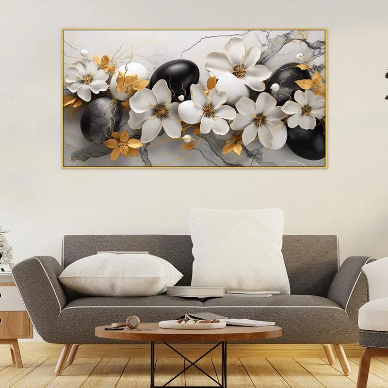 Jasmine Floral Wall Painting With Frame media 3