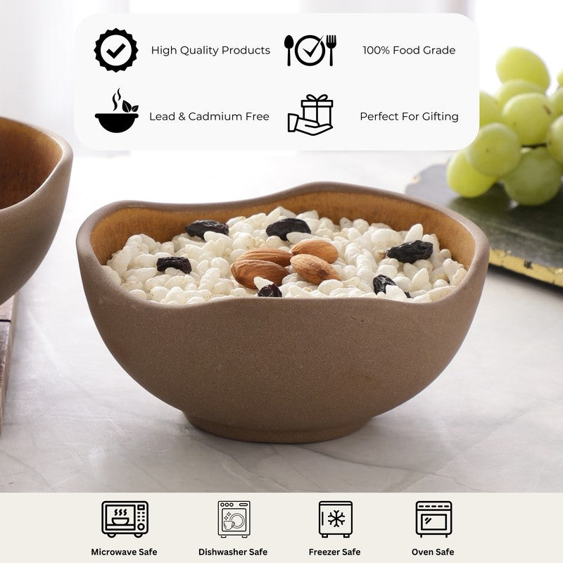 Matte Brown Hexa-Shaped Stoneware Bowl - 400 mL media 9
