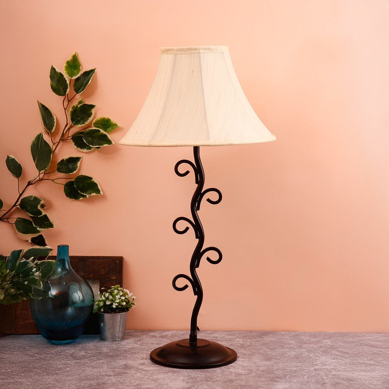 Starique Cotton Table Lamp With Iron Base - White
