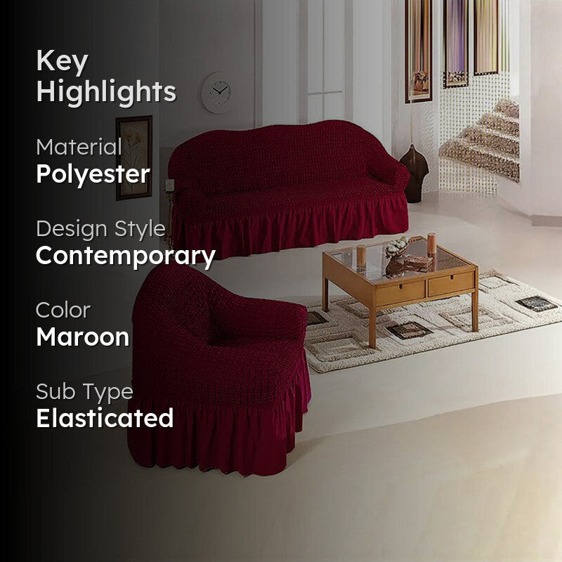 Bubble Frill Sofa Cover - Maron media 2