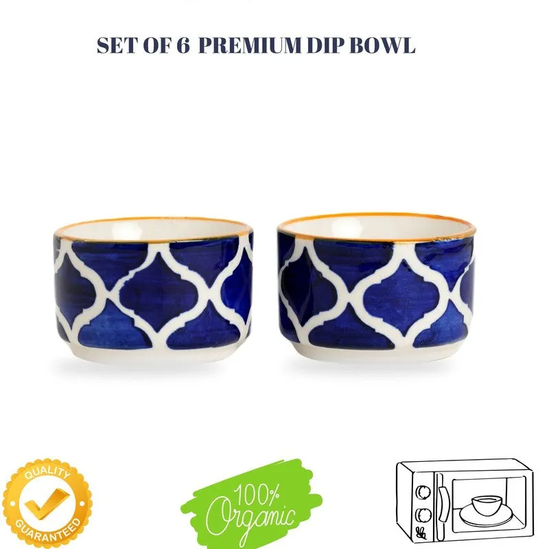 Servique Ceramic Dip Bowls (Blue,Yellow,40 mL Each) - Set Of Six media 5
