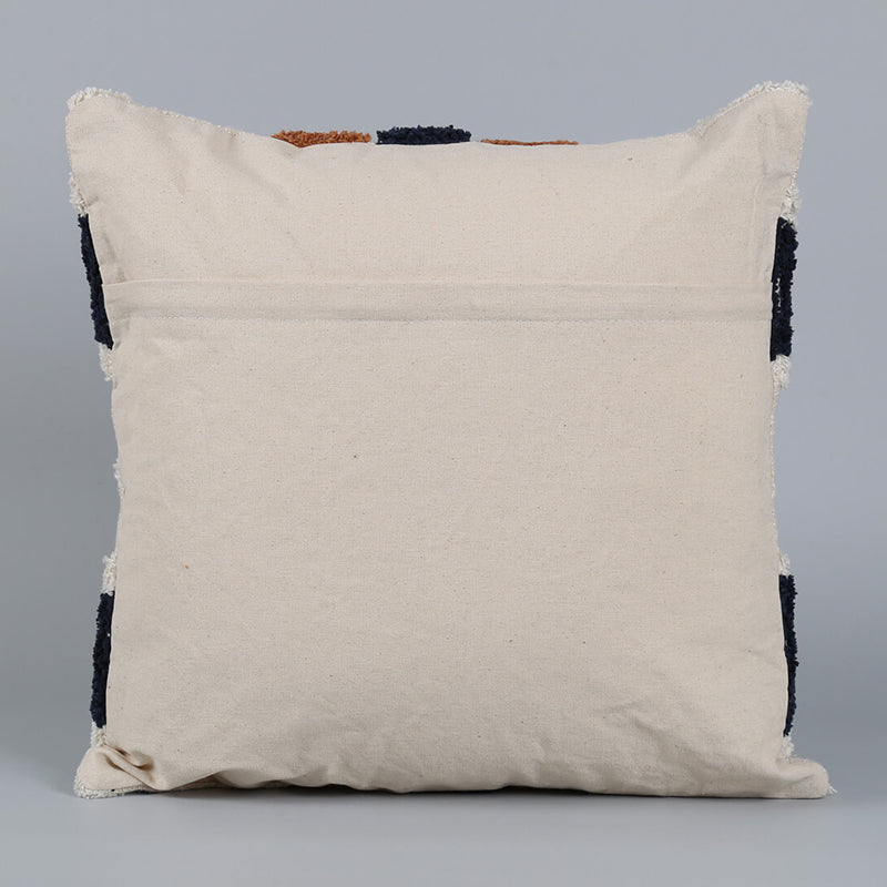 India Circus Terra Spades Tufted Square Cotton Cushion Cover (White,Brown) - Set Of Two image 4