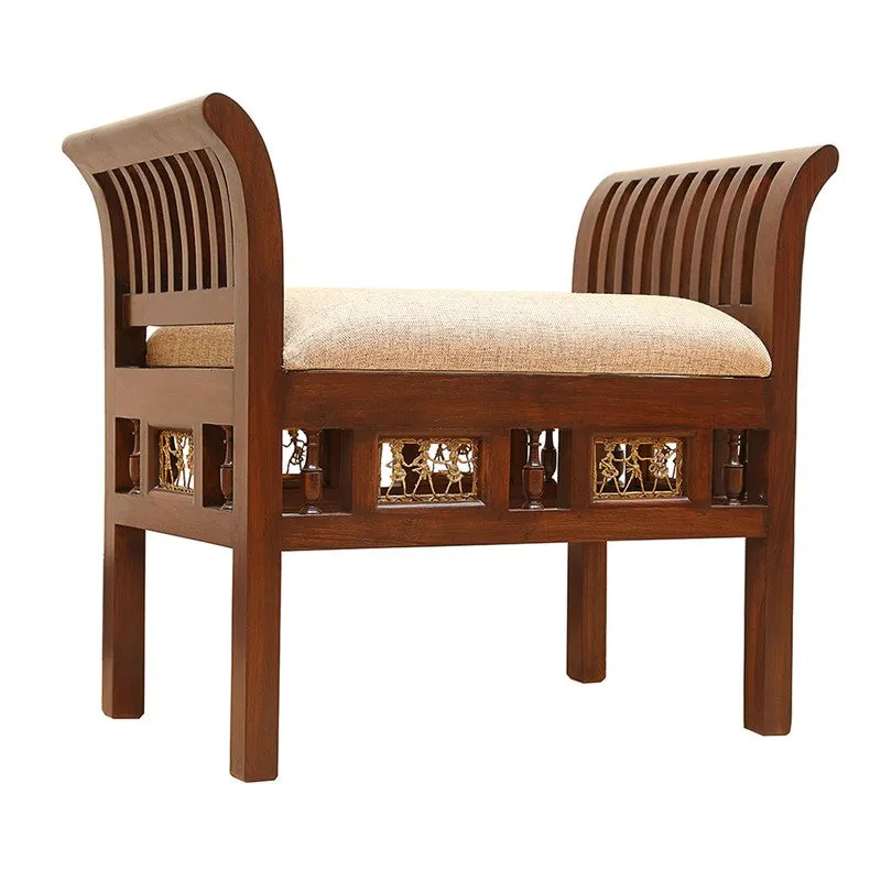 Cleo I Teak wood Ottoman media 4