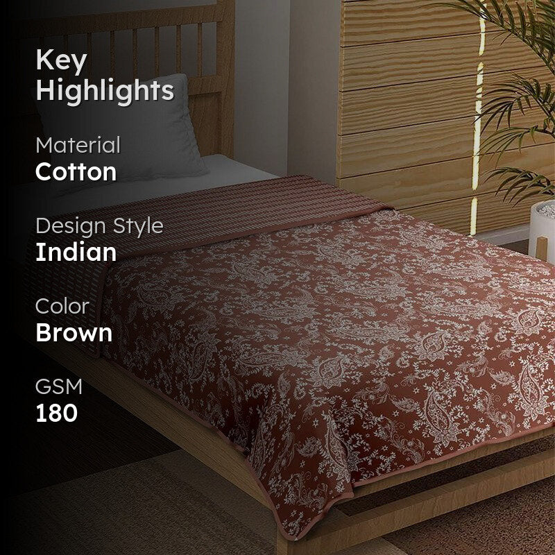 Disha Reversible Cotton Dohar (Brown)  - 180 GSM media 2