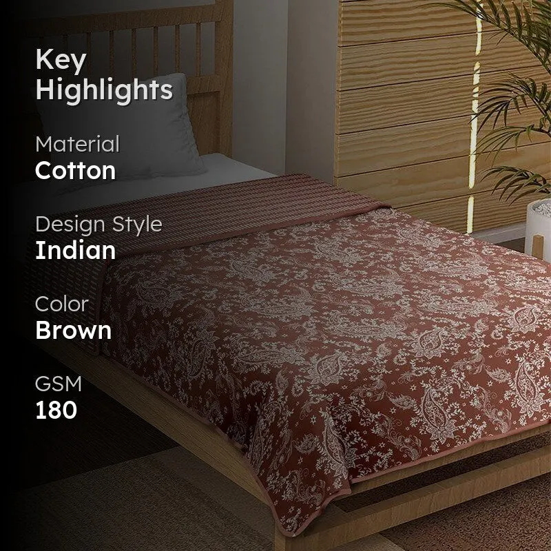 Disha Reversible Cotton Dohar (Brown)  - 180 GSM media 2