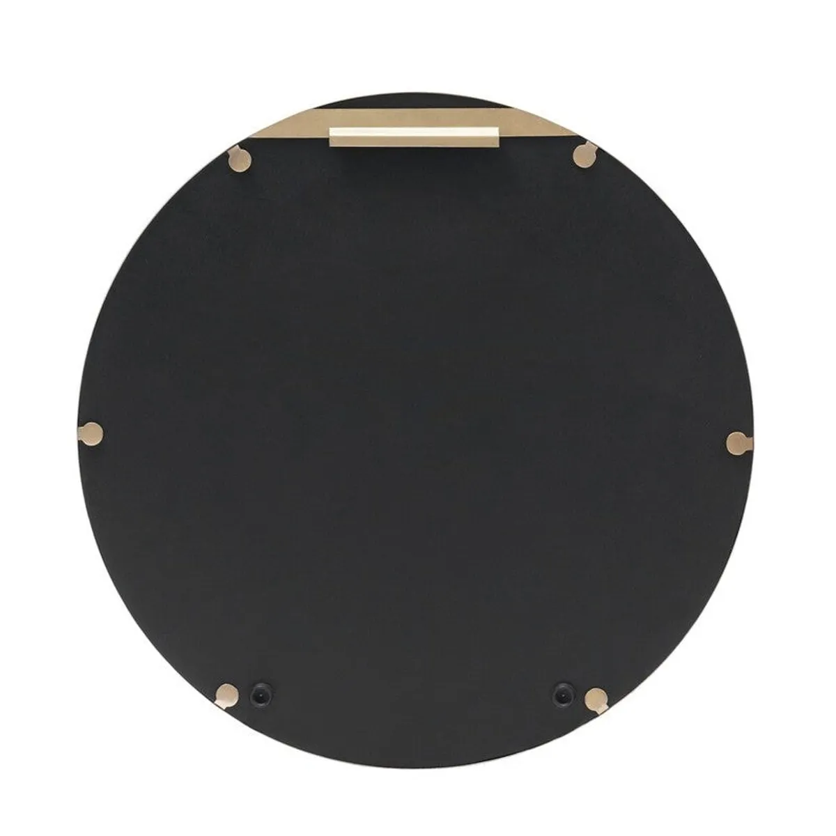 Back view of the round wall mirror with its black backing