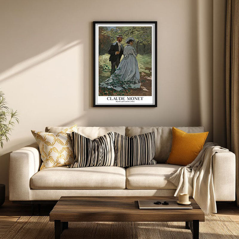 Bazille and Camille, 1865 - Claude Monet Archival Canvas Wall Art - Black Frame