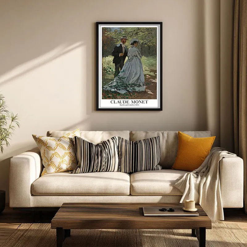 Bazille and Camille, 1865 - Claude Monet Archival Canvas Wall Art - Black Frame media 1