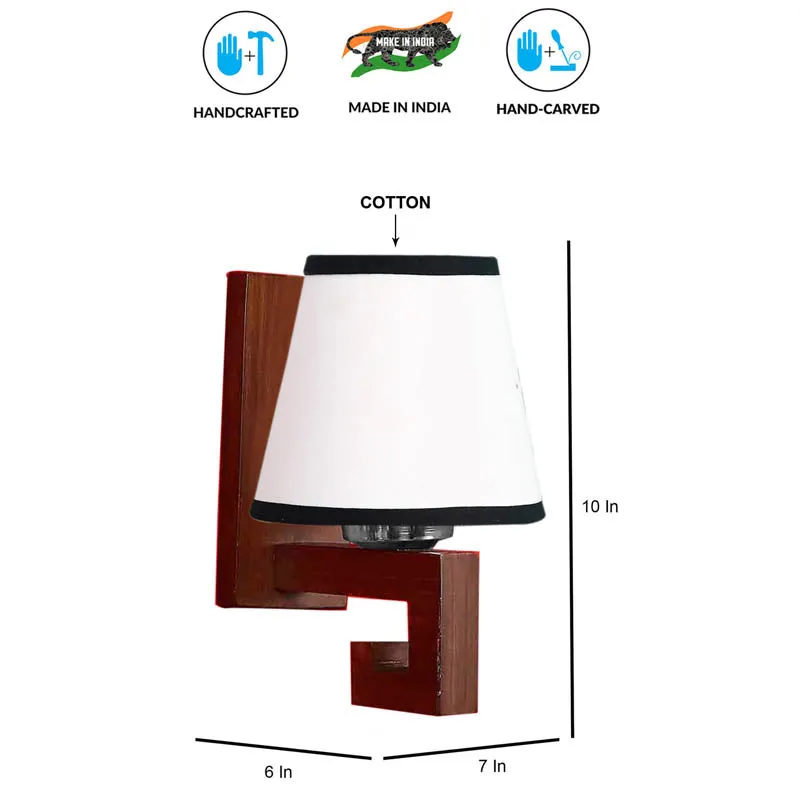 Blanc Conical Wooden Wall Lamp media 6