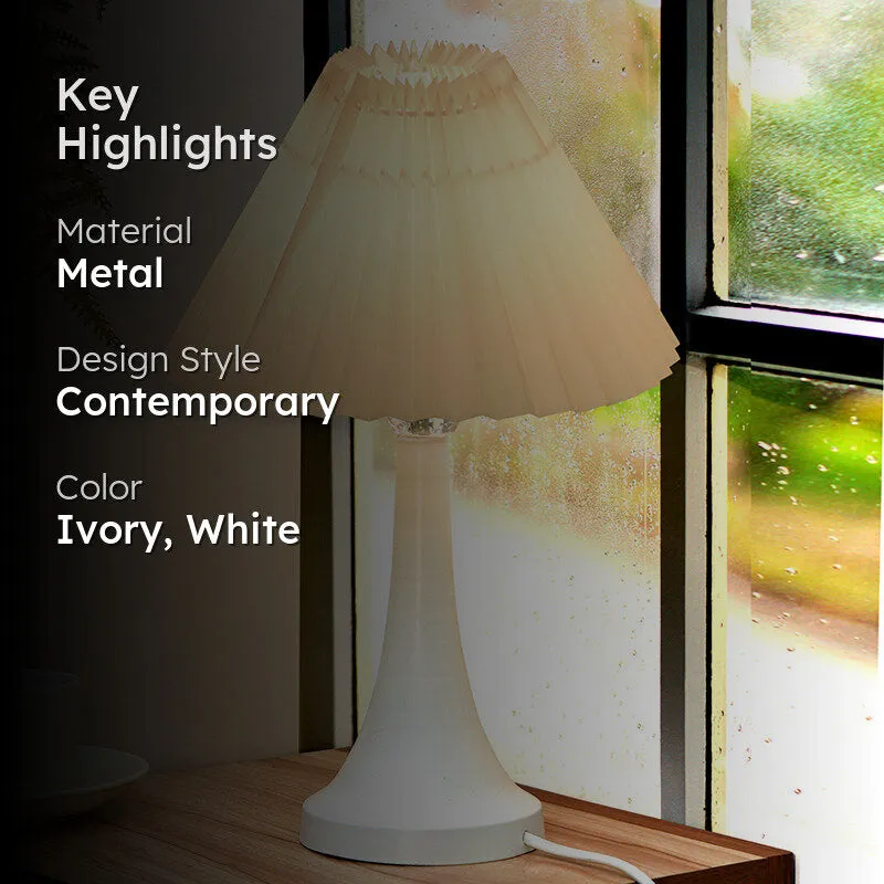 Aneiro French Pleat Metal Table Lamp - Ivory,White media 2