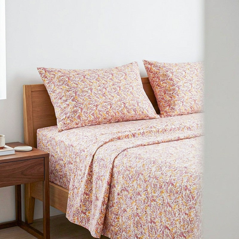 Leafy Vine Cotton Bedsheet (Orange) - 170 TC media 3