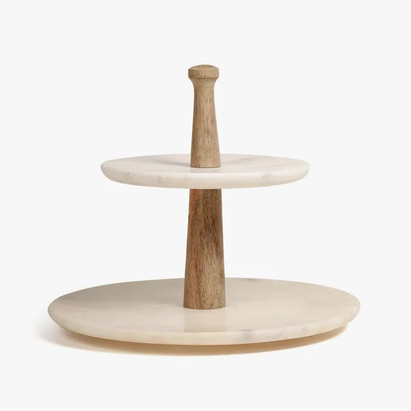 Orange Tree Damas Two Tier Cake Stand (Marble,Wood) media 3