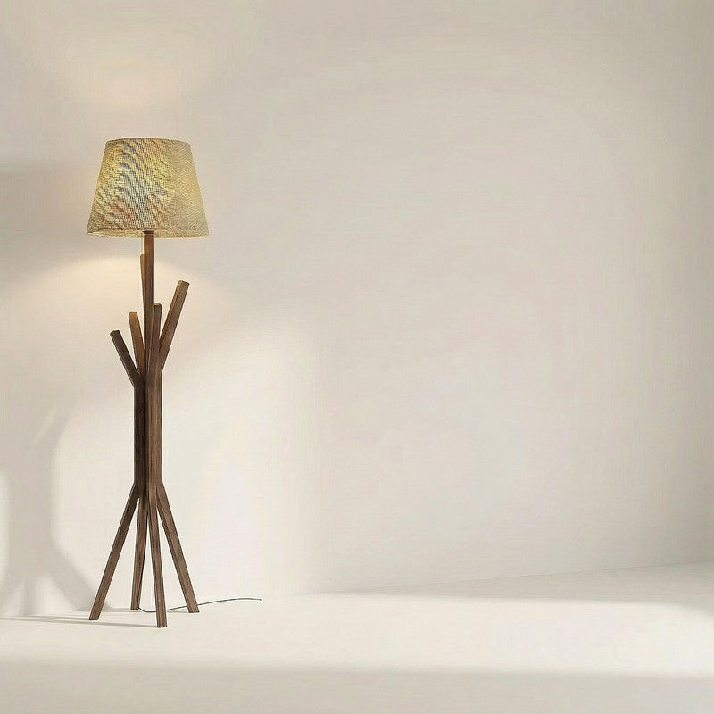 Diora Wooden Floor Lamp With Fabric Shade media 7