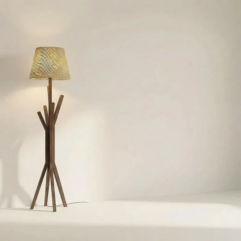 Diora Wooden Floor Lamp With Fabric Shade media 7