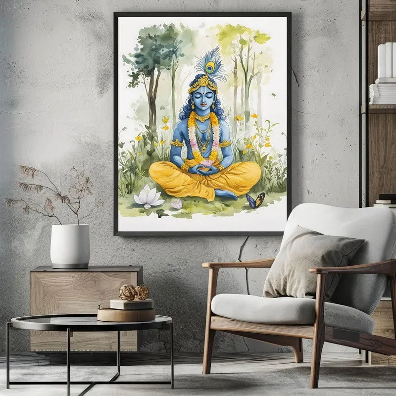 Sacred Balachandra Spiritual Archival Paper Wall Painting With Frame - Black media 3