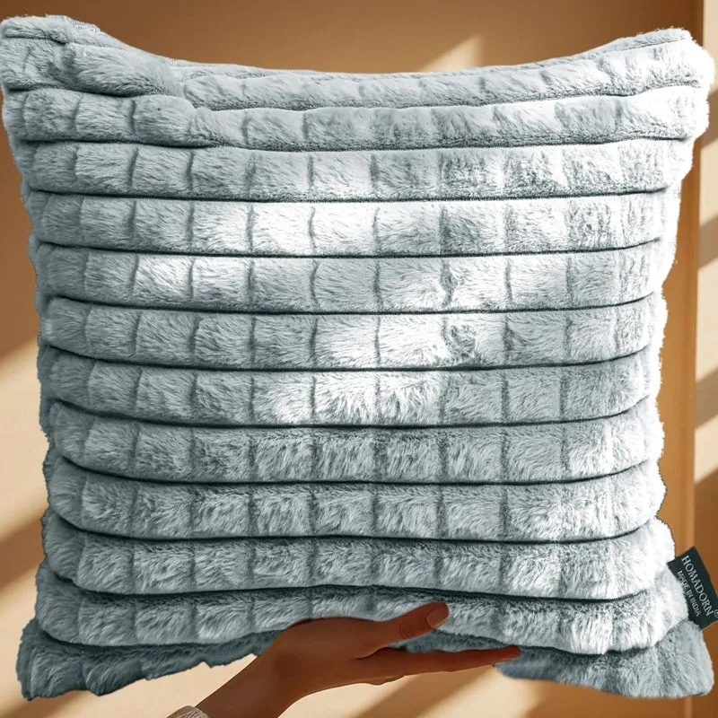 Frost Waffle Grey Cushion Cover (Square) Set of Two media 3