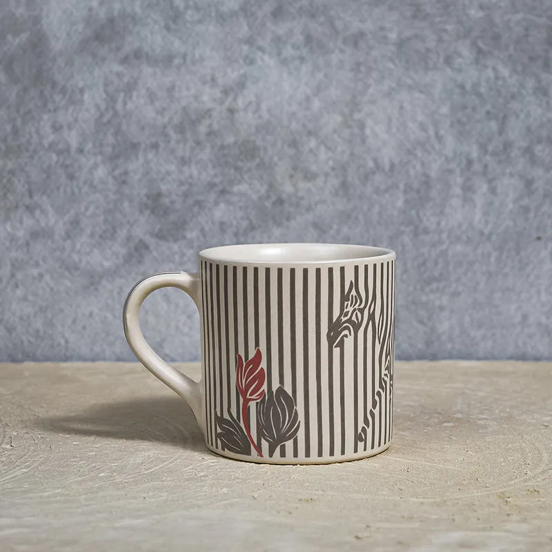Floral Ceramic Coffee Mug (300 mL) - White,Grey media 3