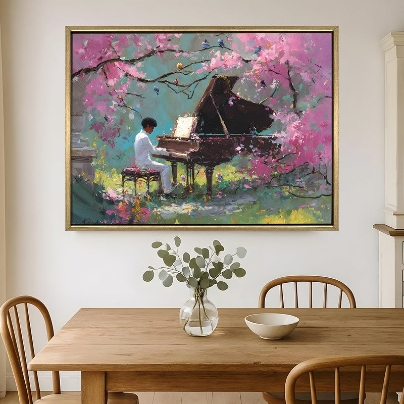 Pink Sonata Canvas Wall Painting With Frame