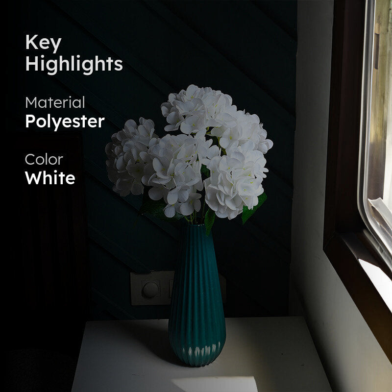 Faux Everlasting Hydrangea Flower Stick - White media 2