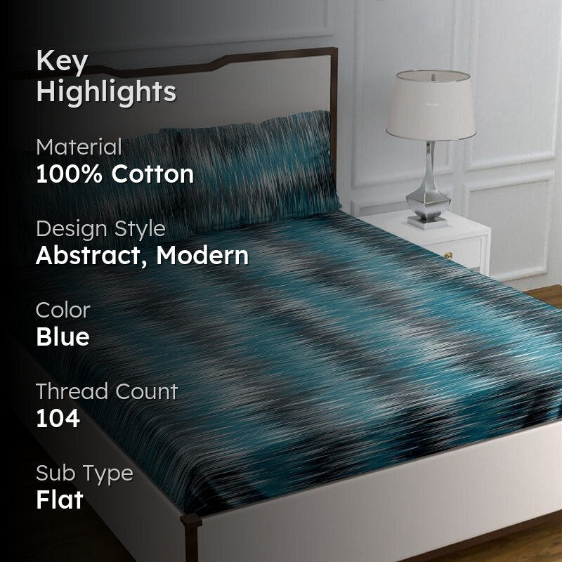 Esmeda Roga Cotton Bedsheet (Blue) - 104 TC media 2