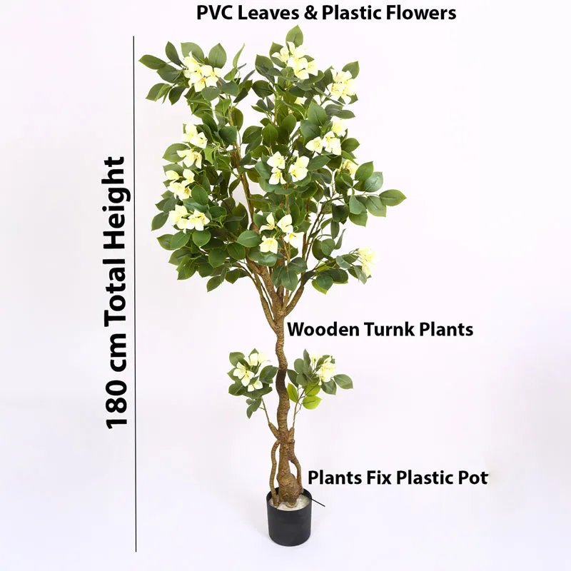 Verdiq Artificial Bougainvillaea With Black Plastic Pot - 6 Feet media 7