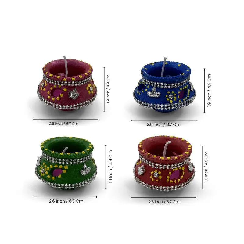Glowmira Terracota Diyas - Set Of Four media 7