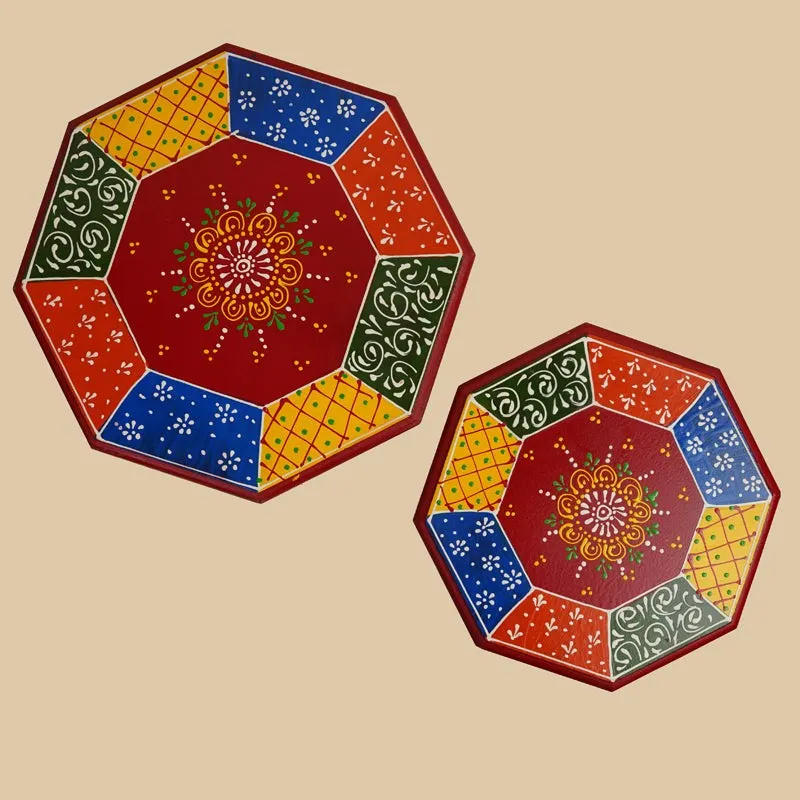 Ethno-Mosaic Hand-Painted MDF Stool - Set Of Two media 4