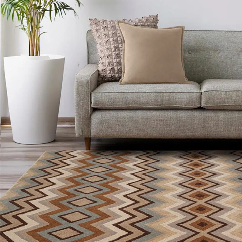 Shelob Geometric Wool & Nylon Carpet - Beige & Green media 8